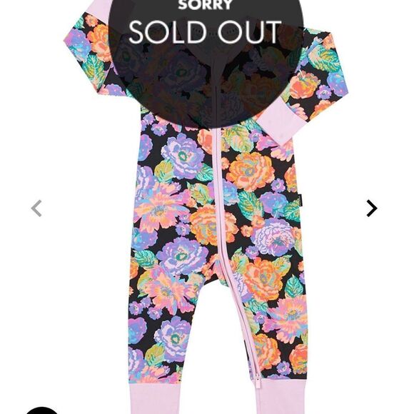 Bonds Zip Wondersuit - Bright Floral 6-12 Months Nwt - Picture 2 of 4